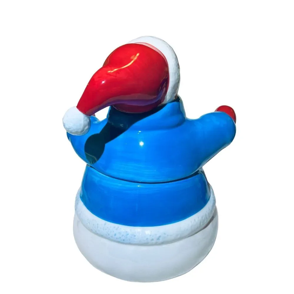 VTG Homespun Holiday Collection Winter Christmas‎ Snowman 10” Cookie Jar w/Box